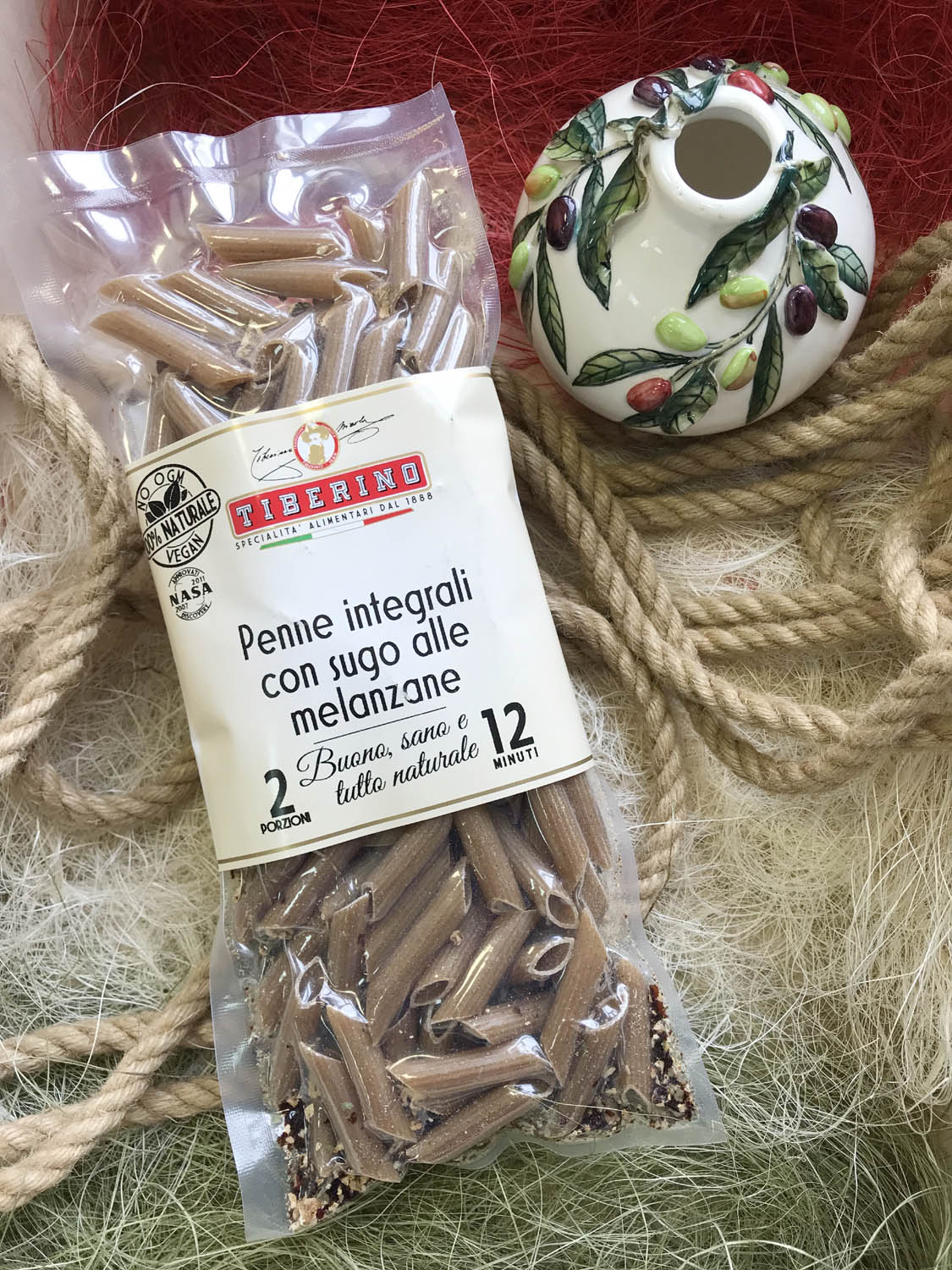 Паста пенне из цельнозерновой муки с баклажанами