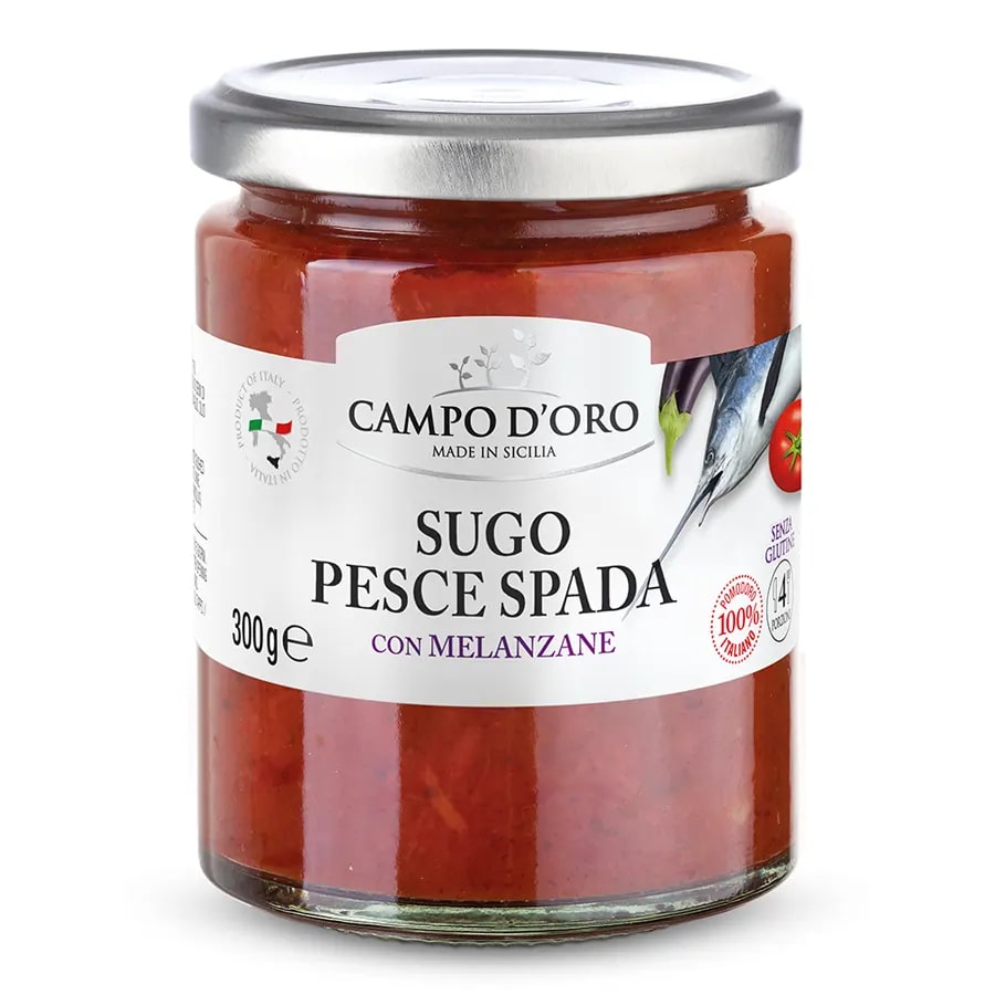 Соус сицилийский с рыбой-меч и баклажанами