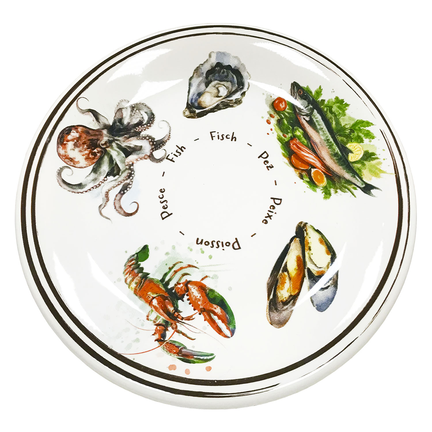Тарелка, дизайн "Морепродукты", диаметр 27см. Купить интернет-магазине Olivaitalia
