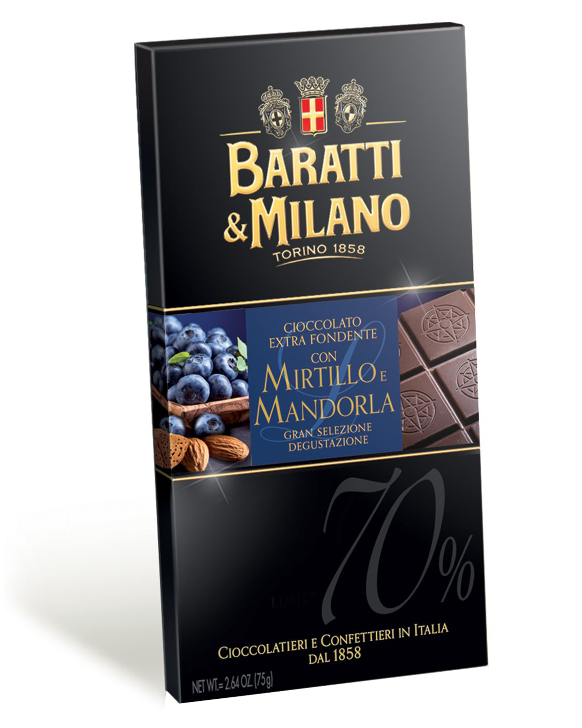 Шоколад горький с голубикой и миндалем 70%