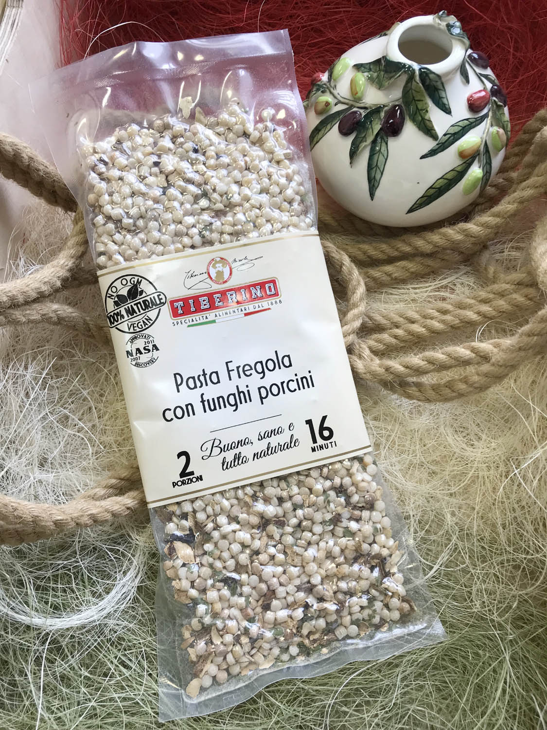 Паста фрегола по-сардински с белыми грибами