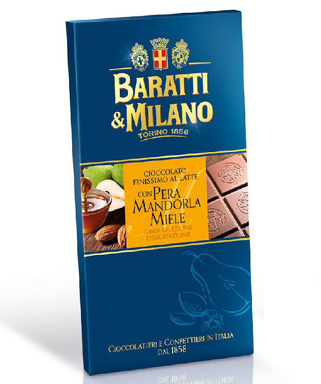 Шоколад молочный с грушей, миндалем и медом