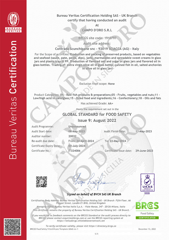 Campo d'Oro - готовые соусы, овощная и фруктовая консервация