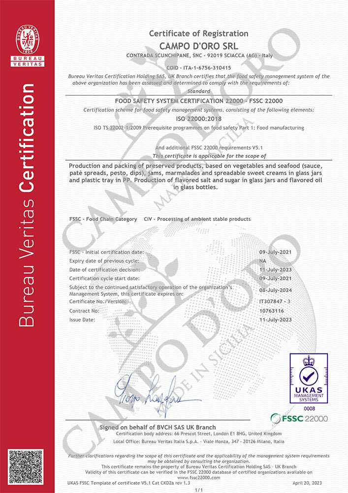 Campo d'Oro - готовые соусы, овощная и фруктовая консервация